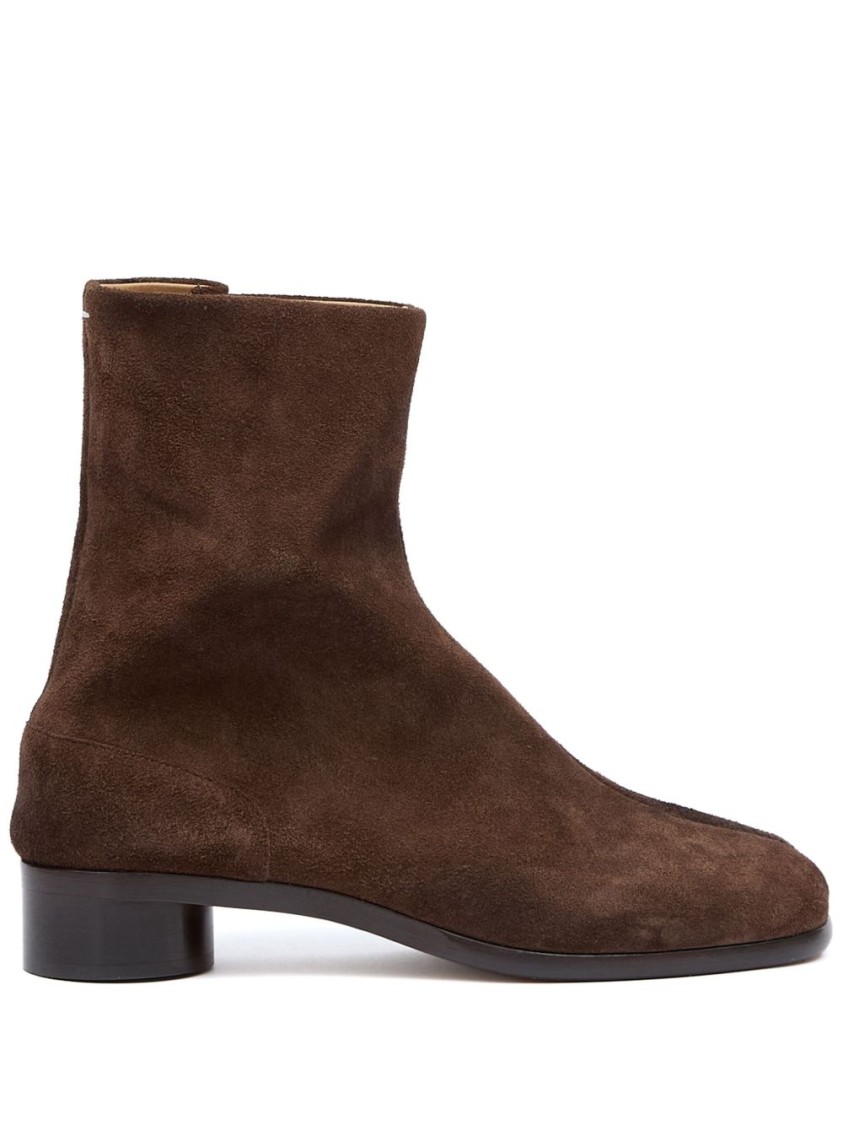 Maison Margiela Leather Tabi Ankle Boots 30 In Black