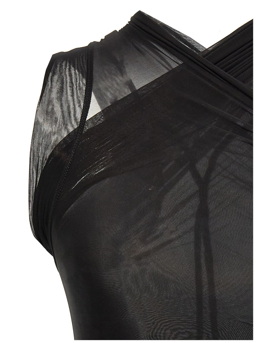 Rick Owens Semi-transparent Cupro Stretch Jersey Top In Black