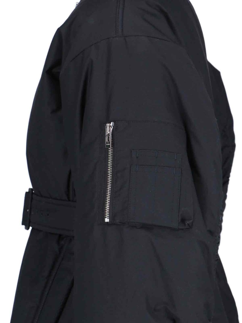 Alaïa Black Cotton Blend Bomber Jacket With Draped Details In Black