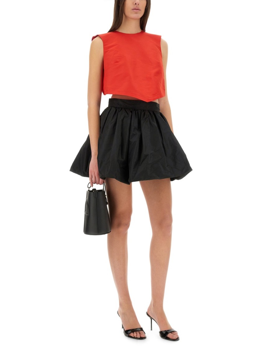 Patou Bow-detail Open-back Faille Crop Top In Red