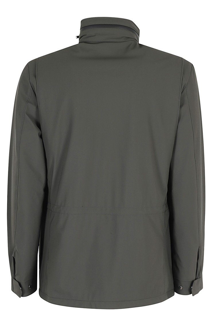Duno Military Green Field Jacket With High Collar In Green