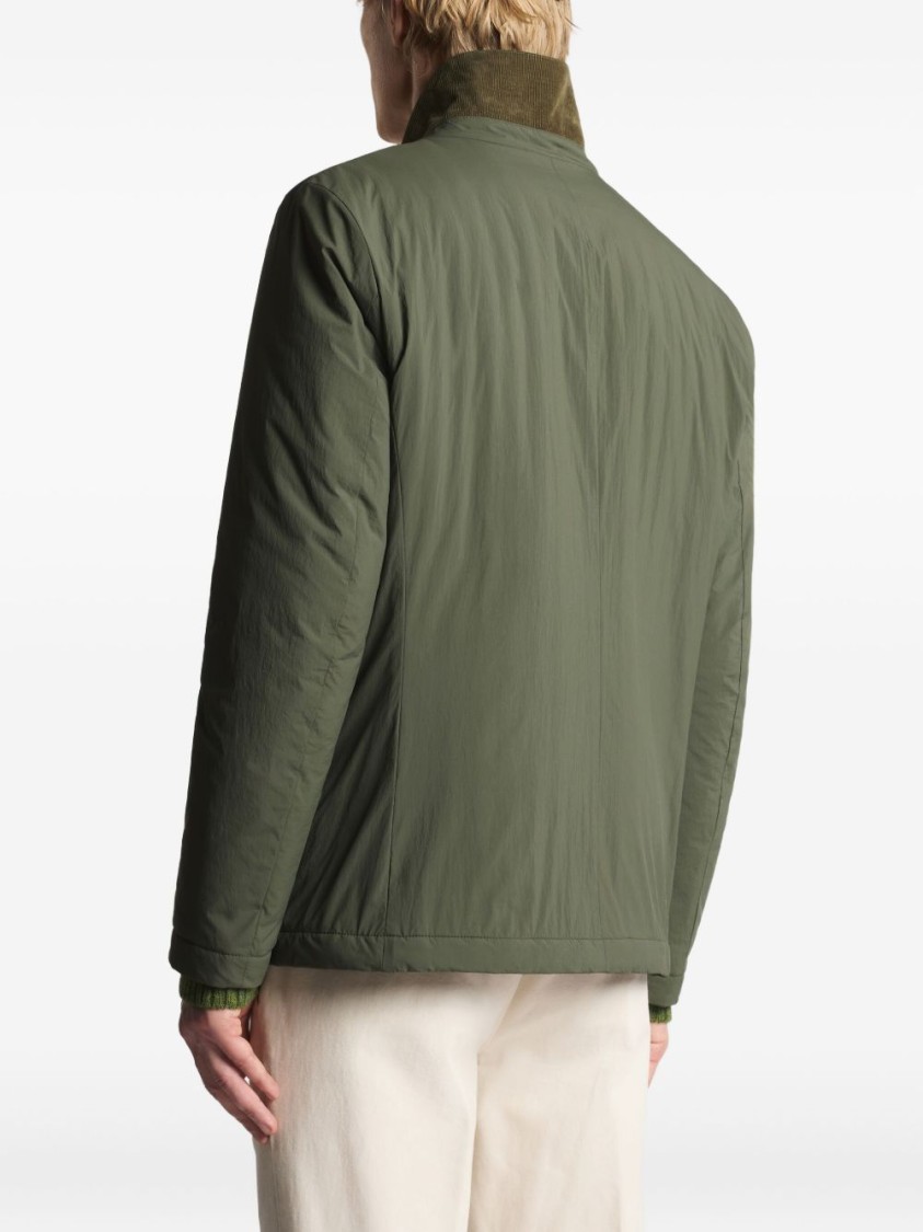 Fay Button-up Green Coat With High Collar In Green