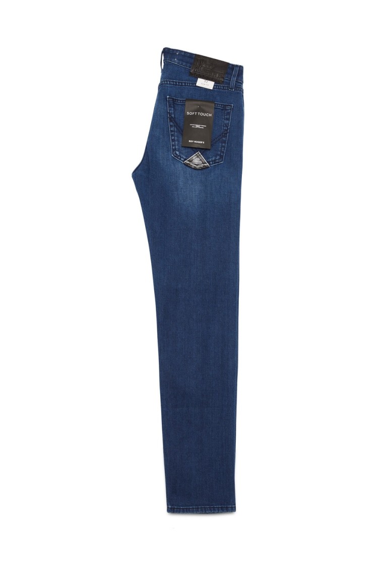 Roy Rogers Slim-fit Dark Wash Denim Jeans With Contrasting Stitching