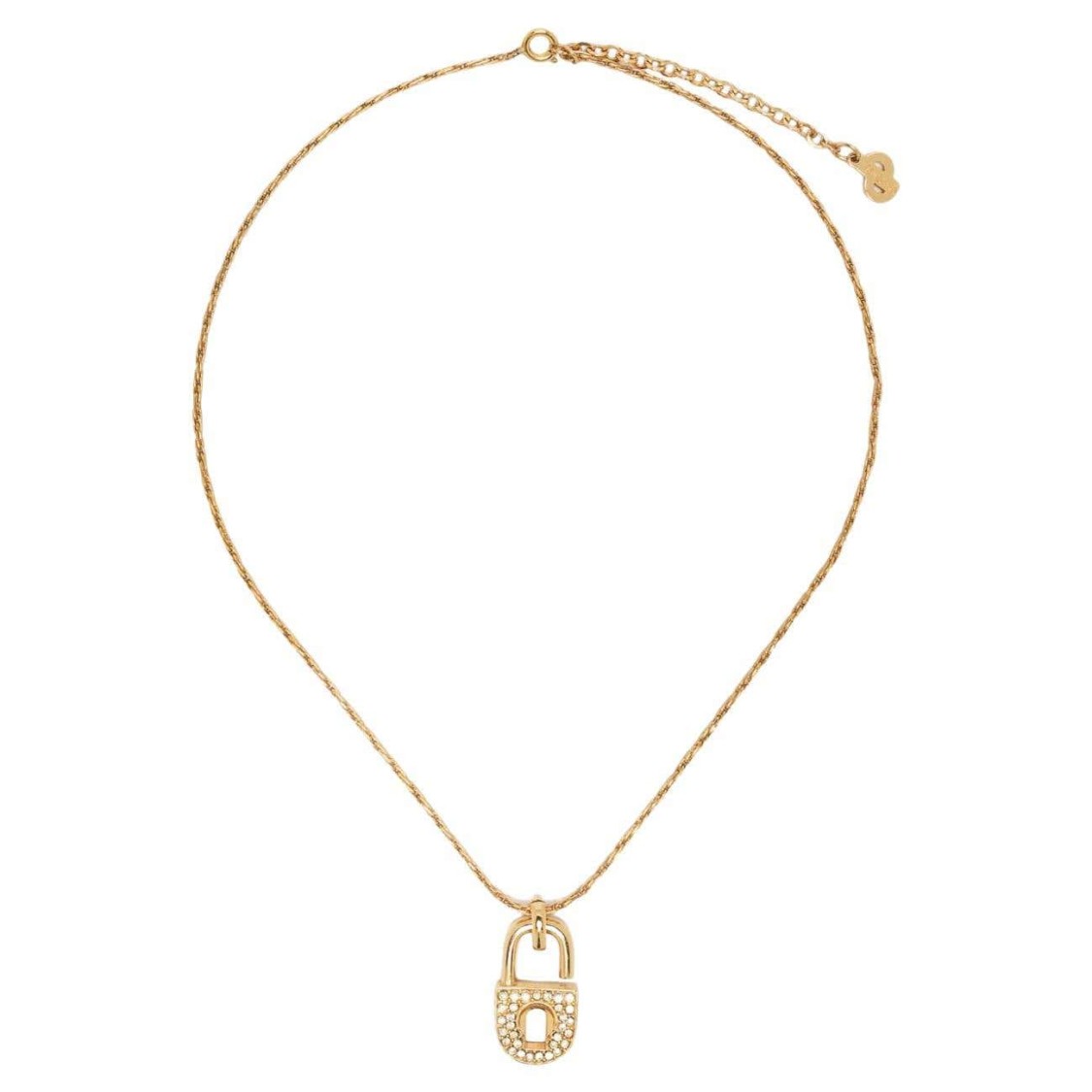 DIOR CHRISTIAN DIOR GOLD-TONE PADLOCK PENDANT NECKLACE