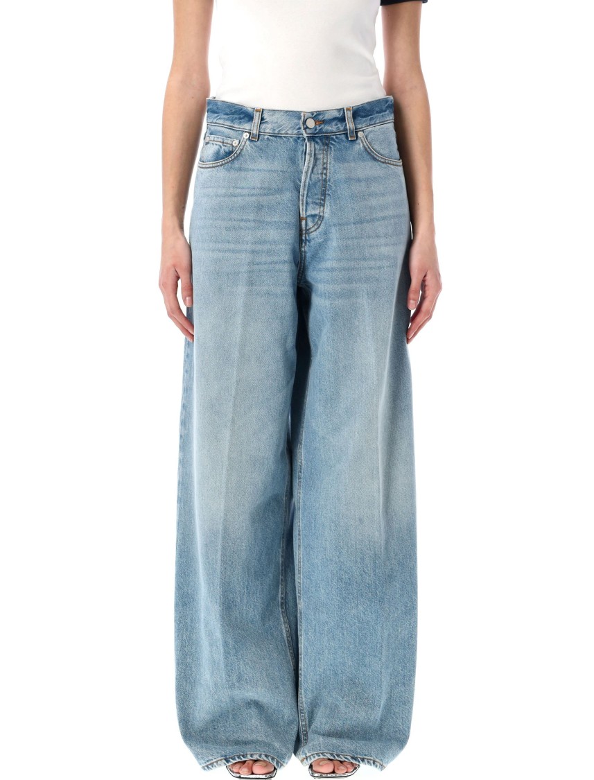 Haikure Womens Lagoon Wash Peace Lagoon Wide-leg Denim Jeans In Blue