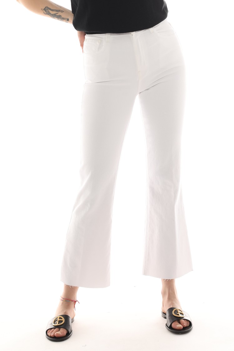 Shop J Brand Julia Flare Jeans In White Cotton