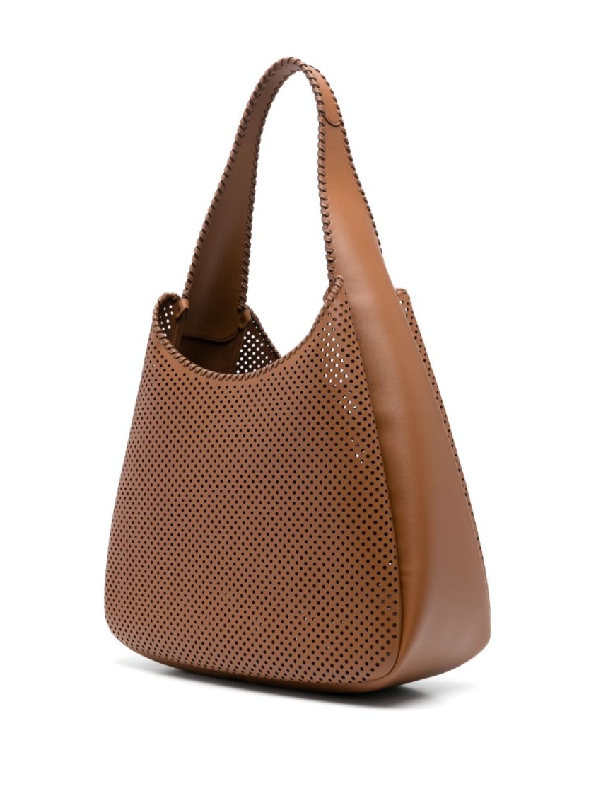 Stella Mccartney Camel Brown Shoulder Bag With Circular Logo