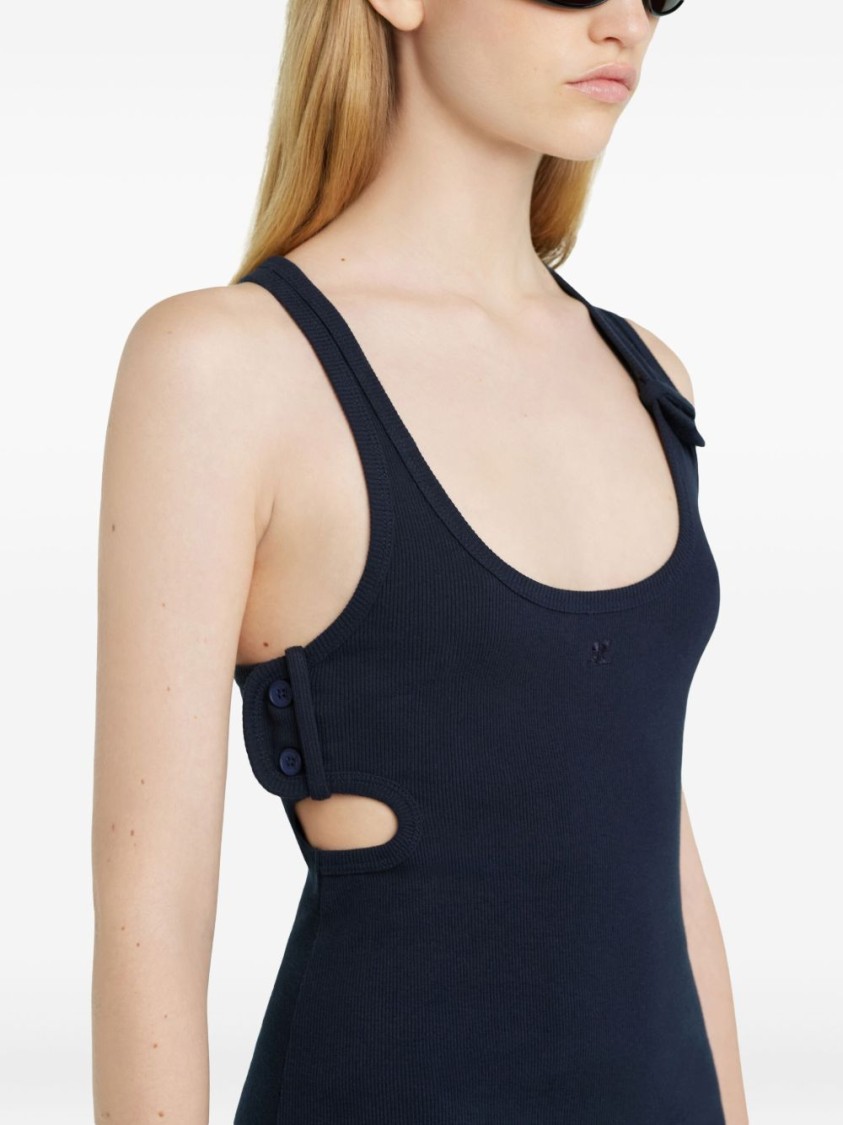 Courrèges Courreges Black Cotton Mini Dress In Blue