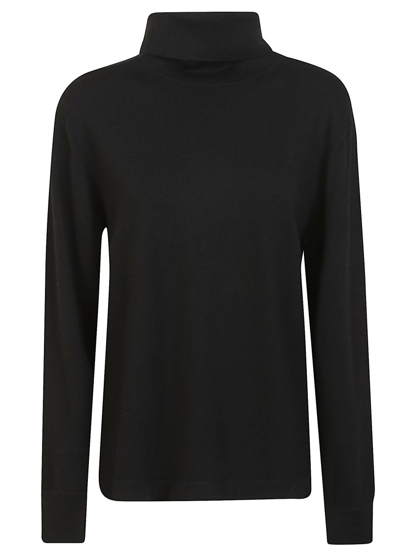 P.a.r.o.s.h . Ribbed Turtleneck Sweater With Buttoned Cuffs In Black