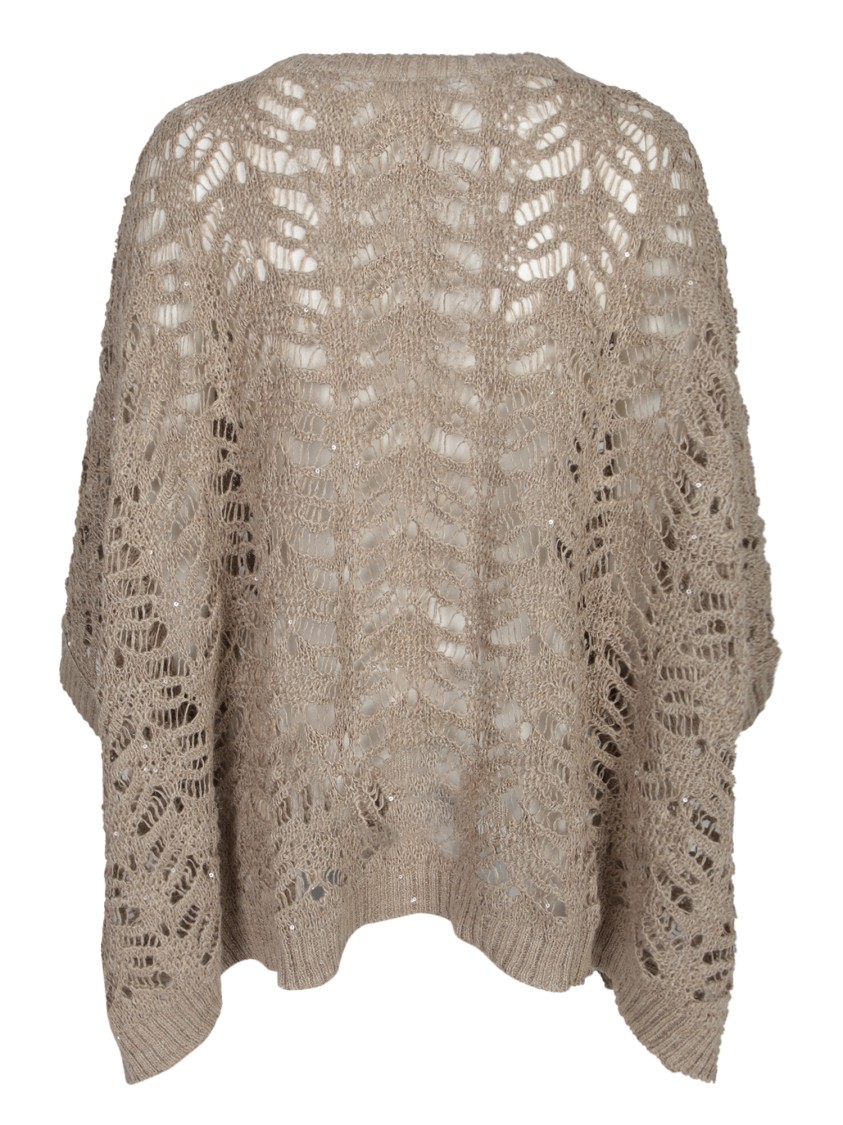 Brunello Cucinelli Hazelnut Lurex Crochet Boatneck Sweater In Brown