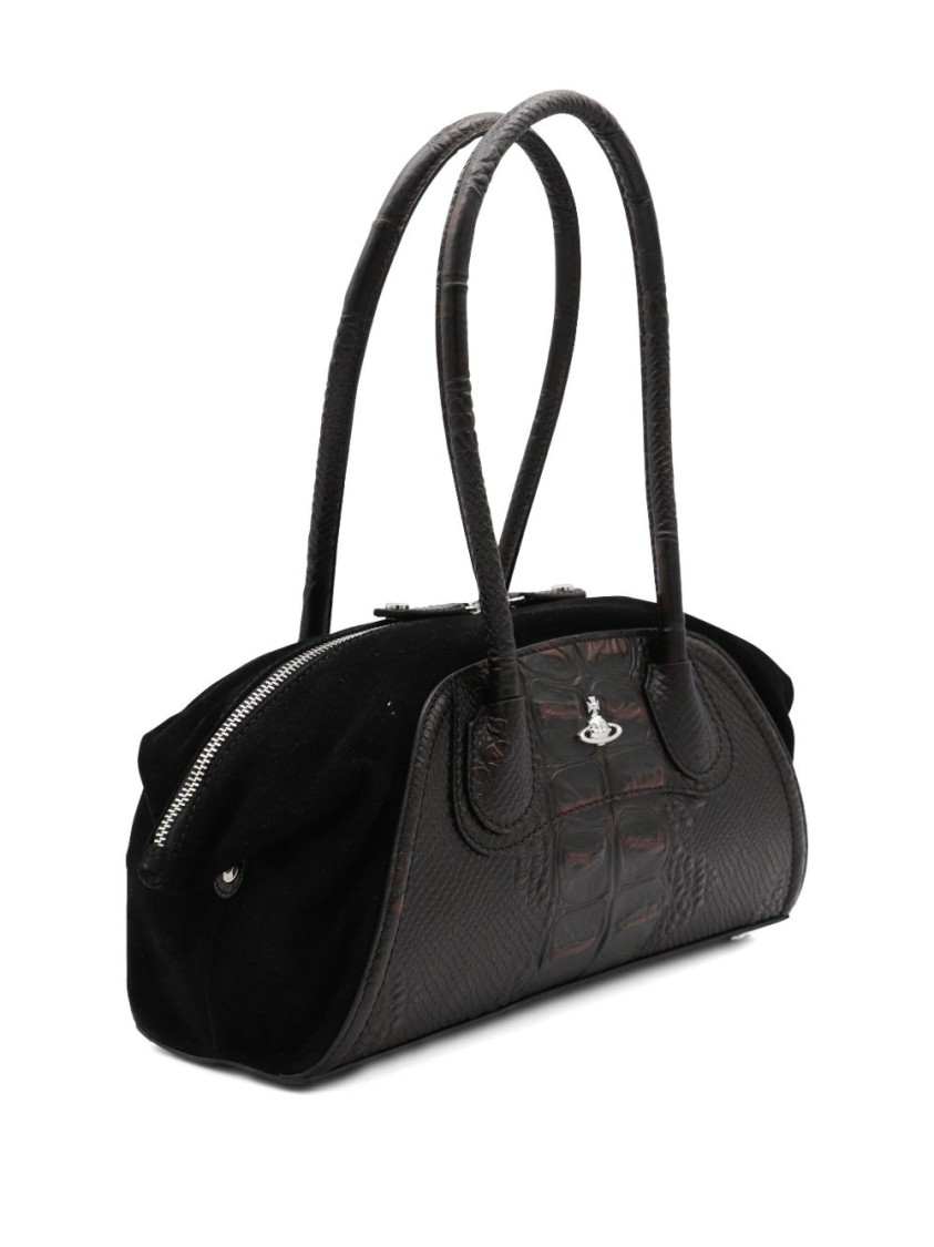 Vivienne Westwood Textured Dual-handle Handbag In Black