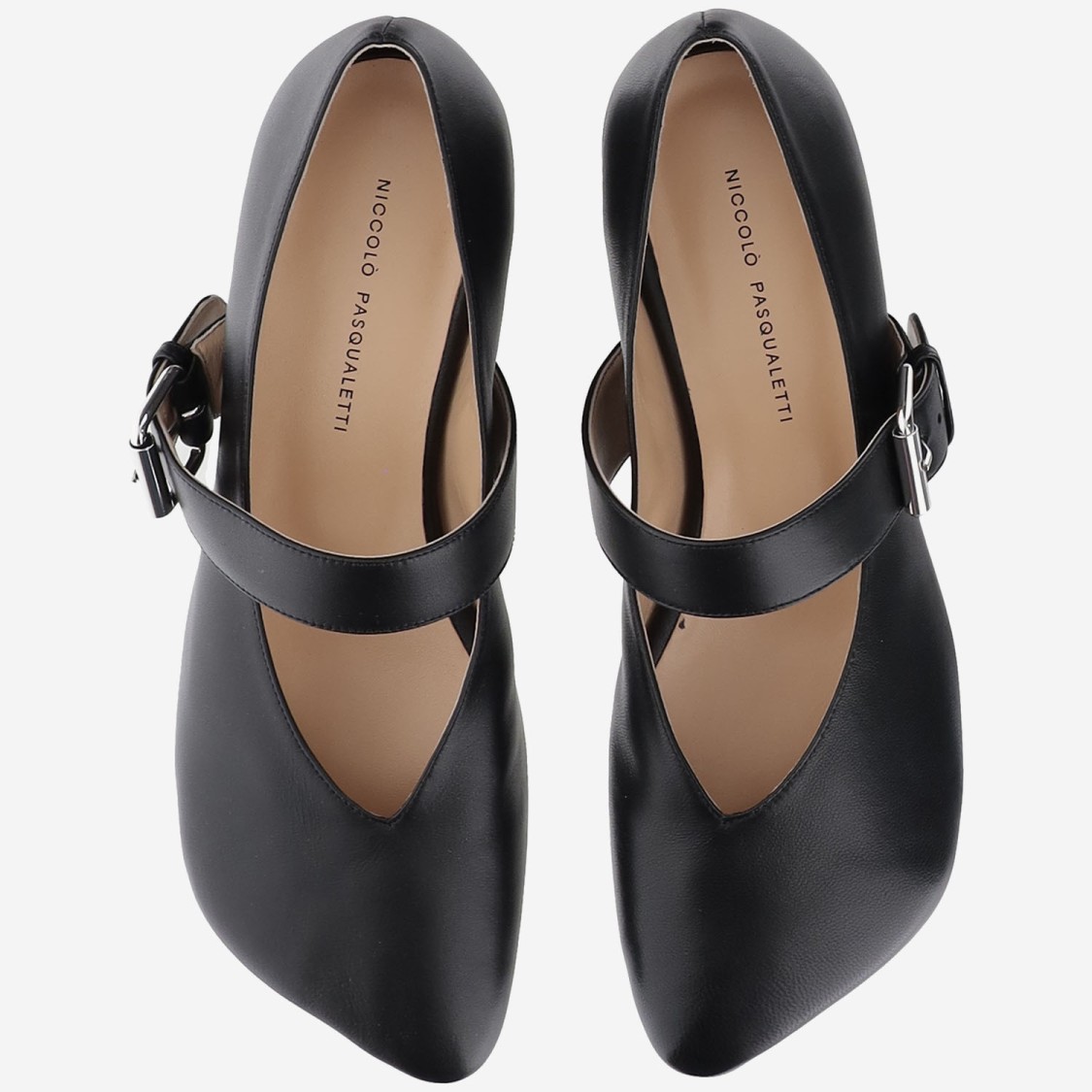 Niccolò Pasqualetti Obliqua Strap Ballerinas In Black
