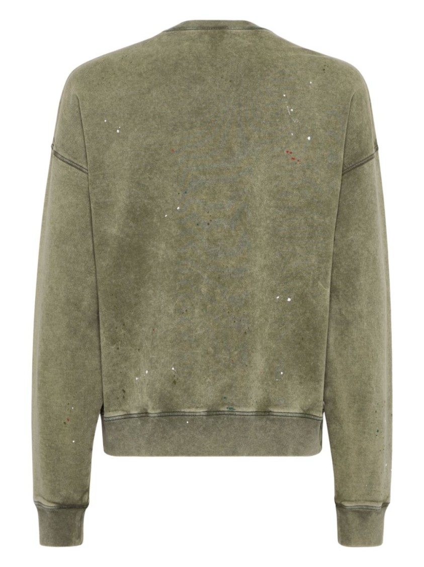 Dsquared2 Relaxed Fit Crew Neck Sweater With Distressed Detailing In Green
