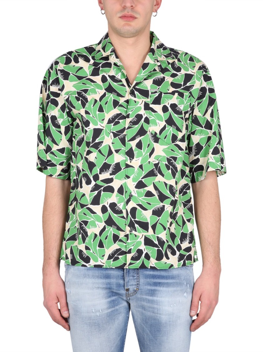 Dsquared2 Botanical-print Short-sleeved Shirt In Multicolor