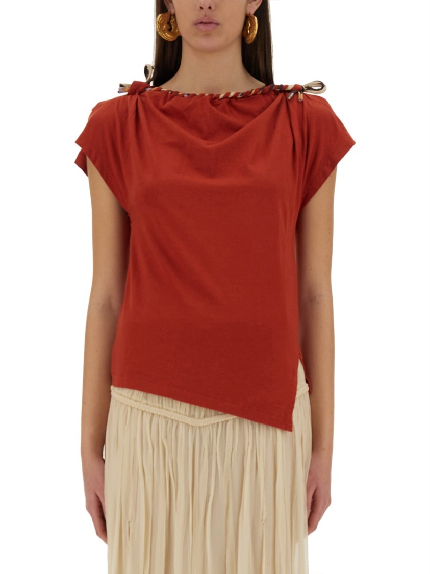 Isabel Marant Asymmetric Hem Bow Detail T-shirt In Red