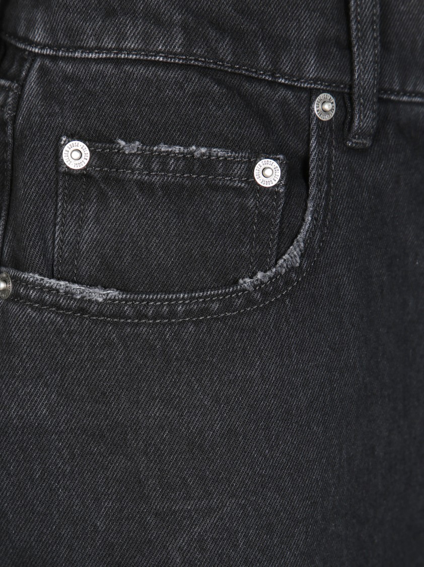 Golden Goose Relaxed-fit Washed Denim Pants With Rolled Cuffs In Black