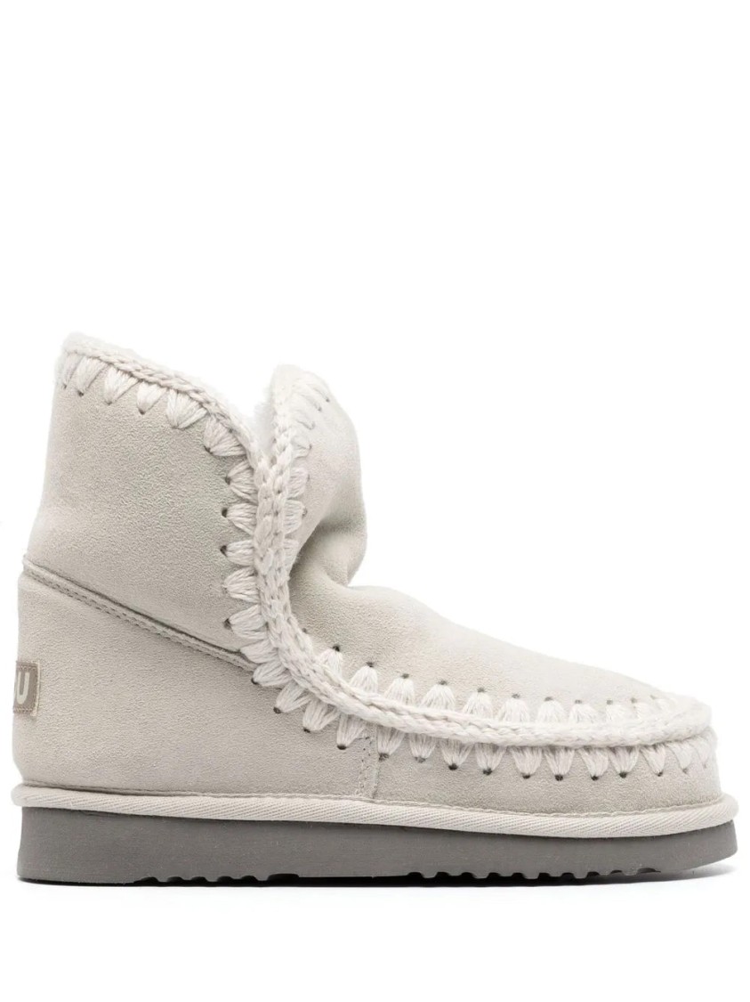 Mou Casual Ankle Boots With Decorative Stitching In Gray