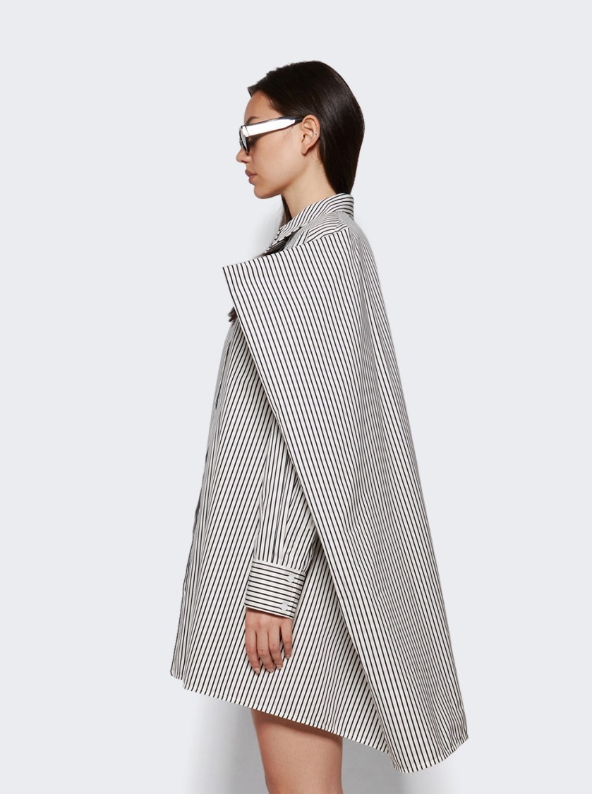 Proenza Schouler Isla Dress In Stripe Cotton Silk Poplin Navy In White
