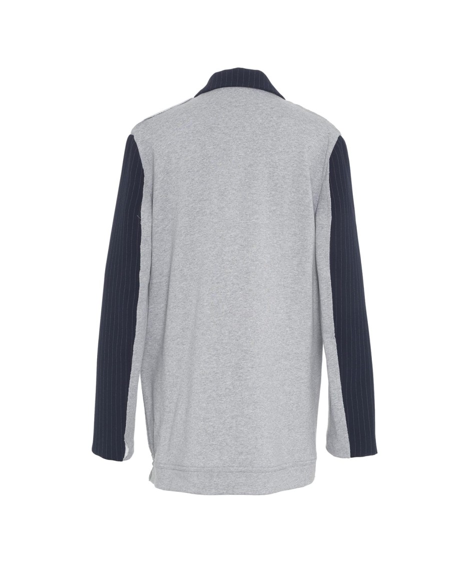 Ottod'ame Single-breasted Blazer With Contrasting Back Panel And Pinstripes In Blue