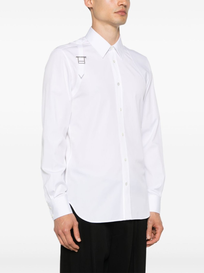 Alexander Mcqueen Refined White Shirt With Metal Accent In White