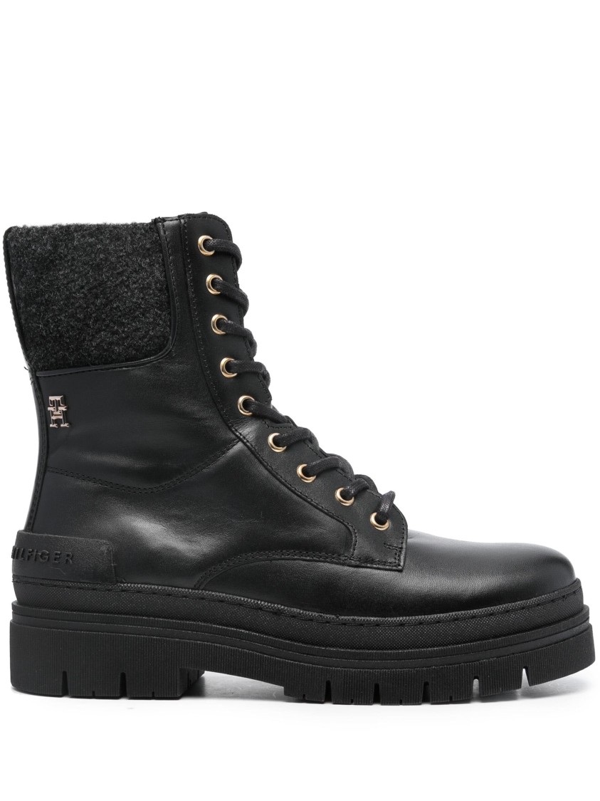 Tommy Hilfiger Feminine Felt Lace Up Bootie In Black