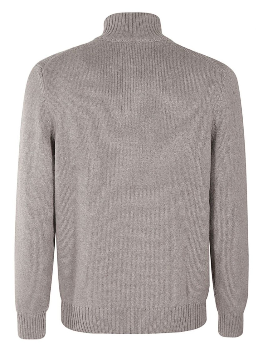 Fay Beige Virgin Wool Turtleneck Sweater Man In Grey