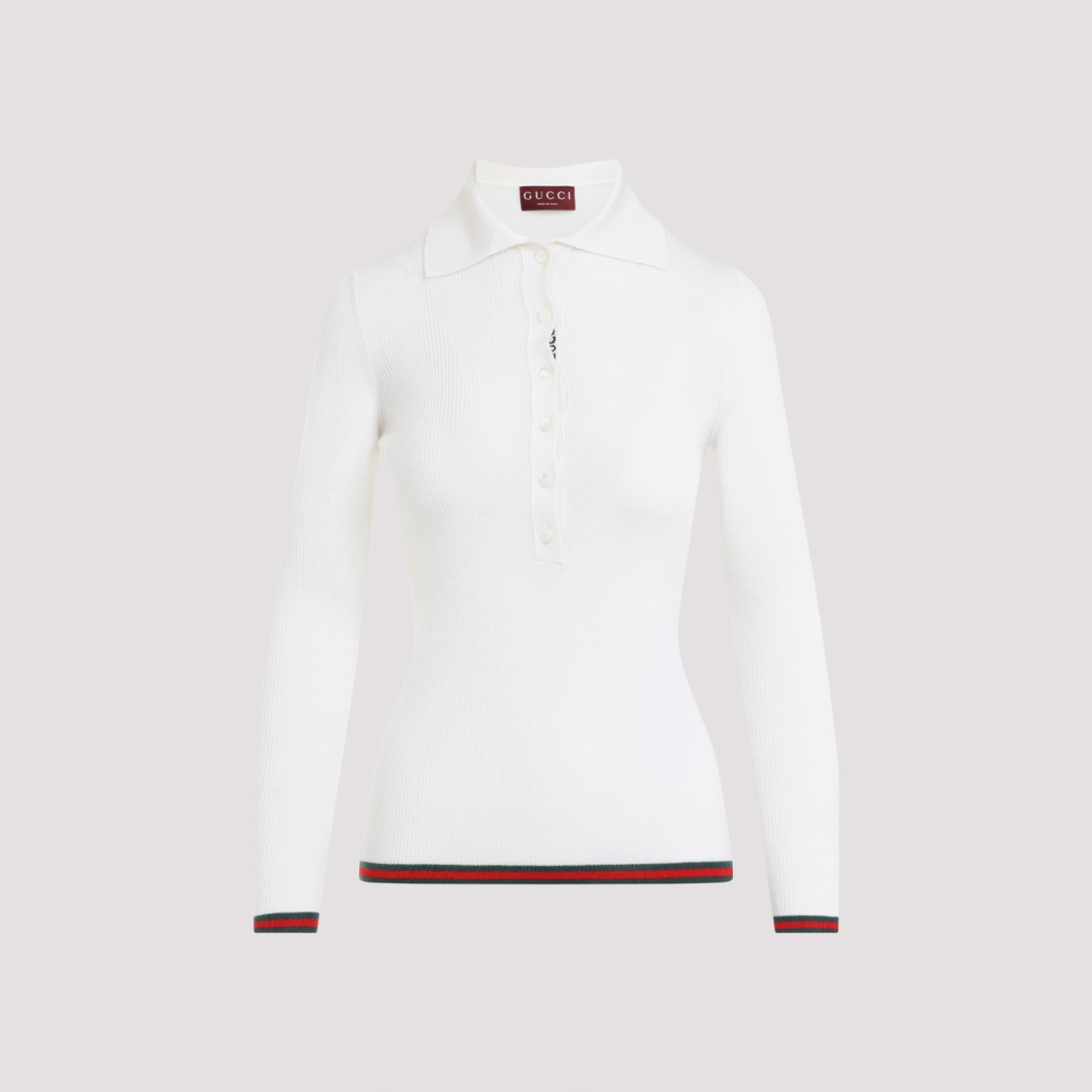 Gucci Fitted Long-sleeve Polo In White