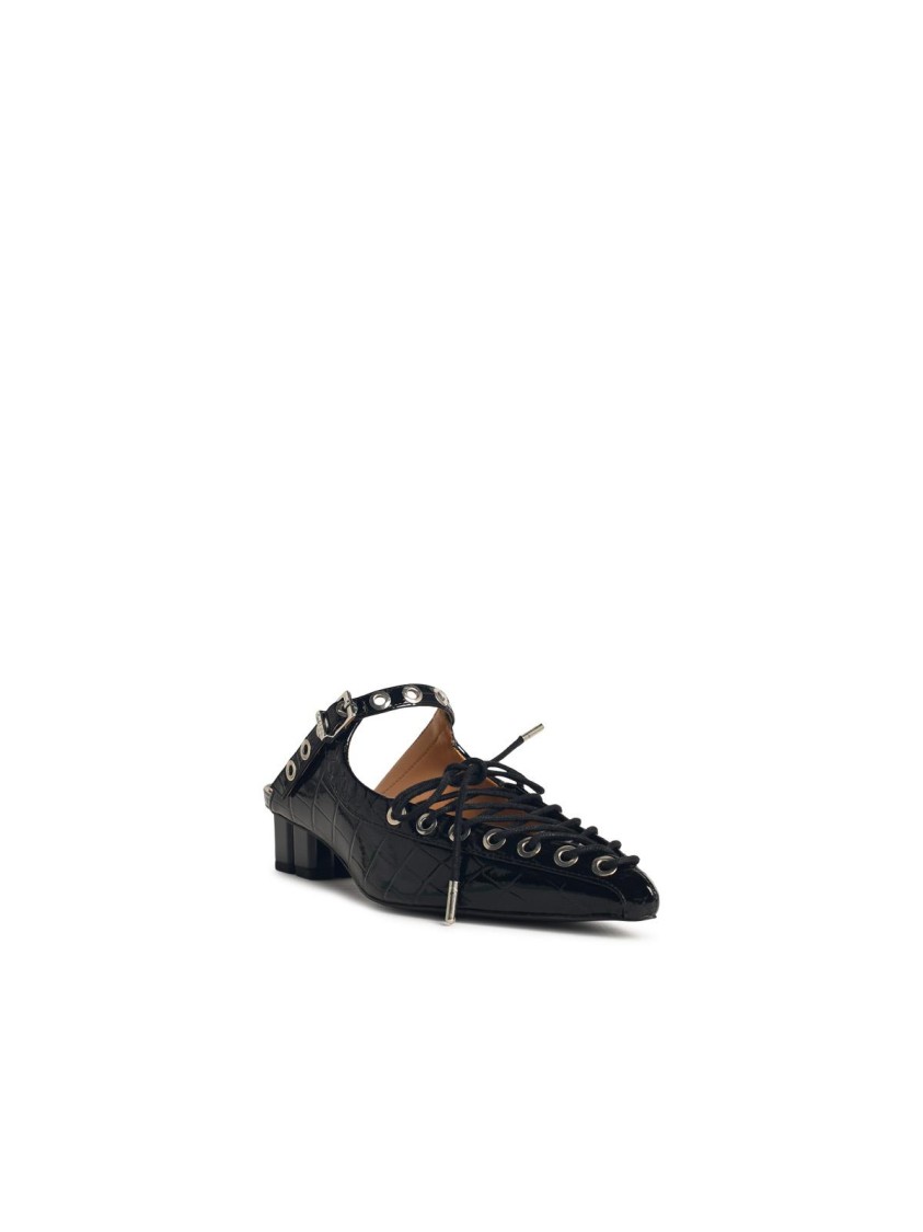 サンダル・ミュール Ganni Mules With Laces In Black 'Oleatex' Black Black Oleatex Lace-Up Mules | GANNI US