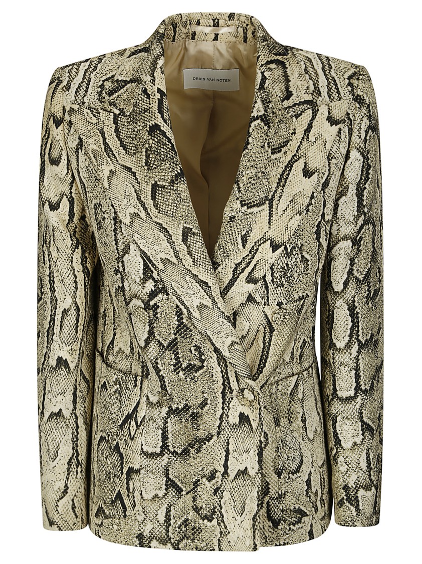 Dries Van Noten Snakeskin Blazer With Peak Lapels In Animal Print