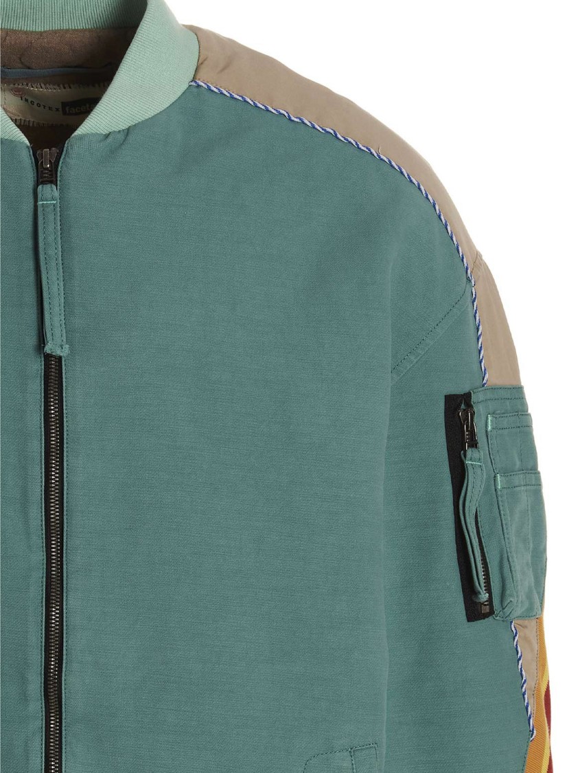 Incotex Red X Facetasm Contrast Band Bomber Jacket In Green