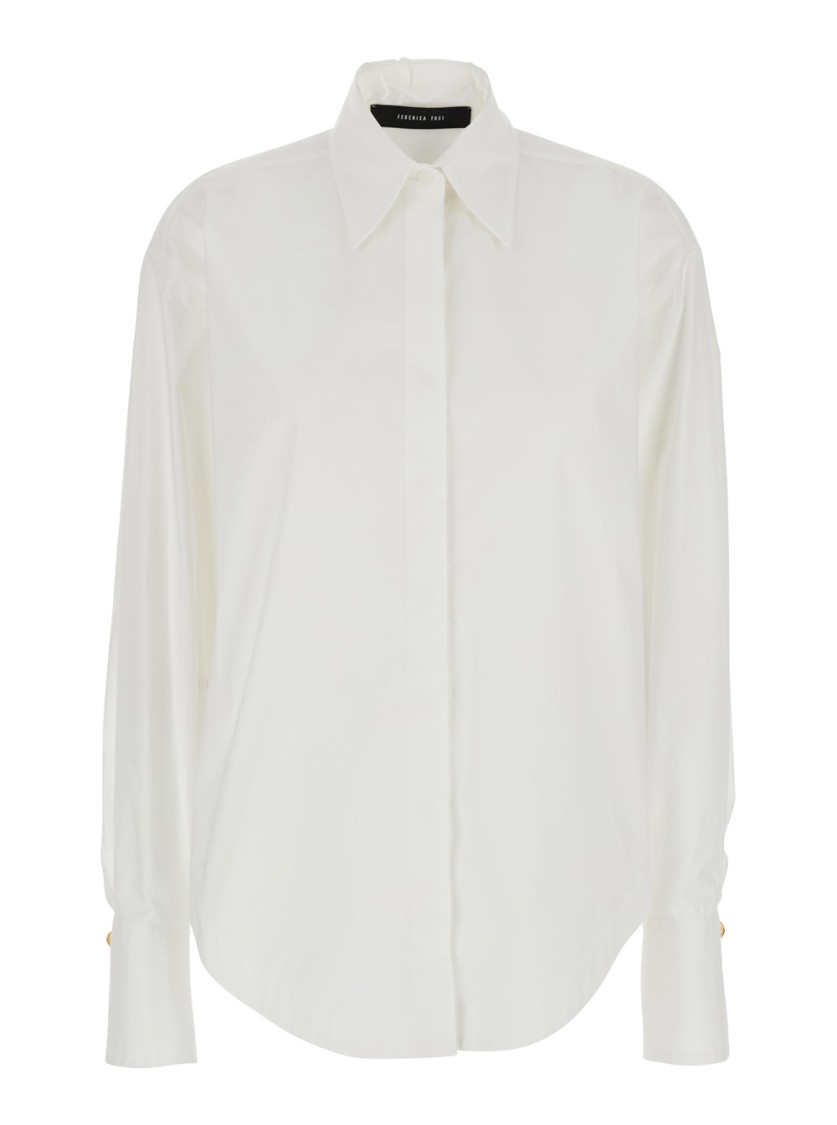 Shop Federica Tosi Over Shirt Para' Canvas In White