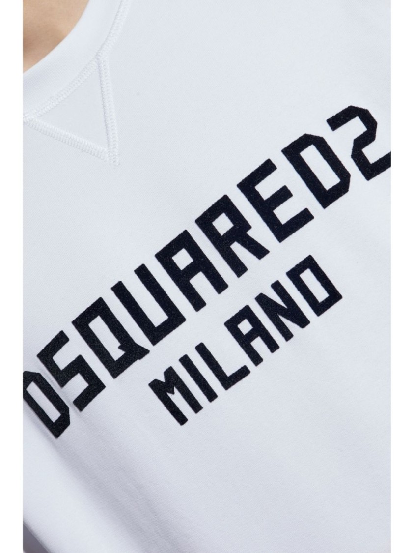 Shop Dsquared2 Relaxed Fit White Sweatshirt With Bold Lettering