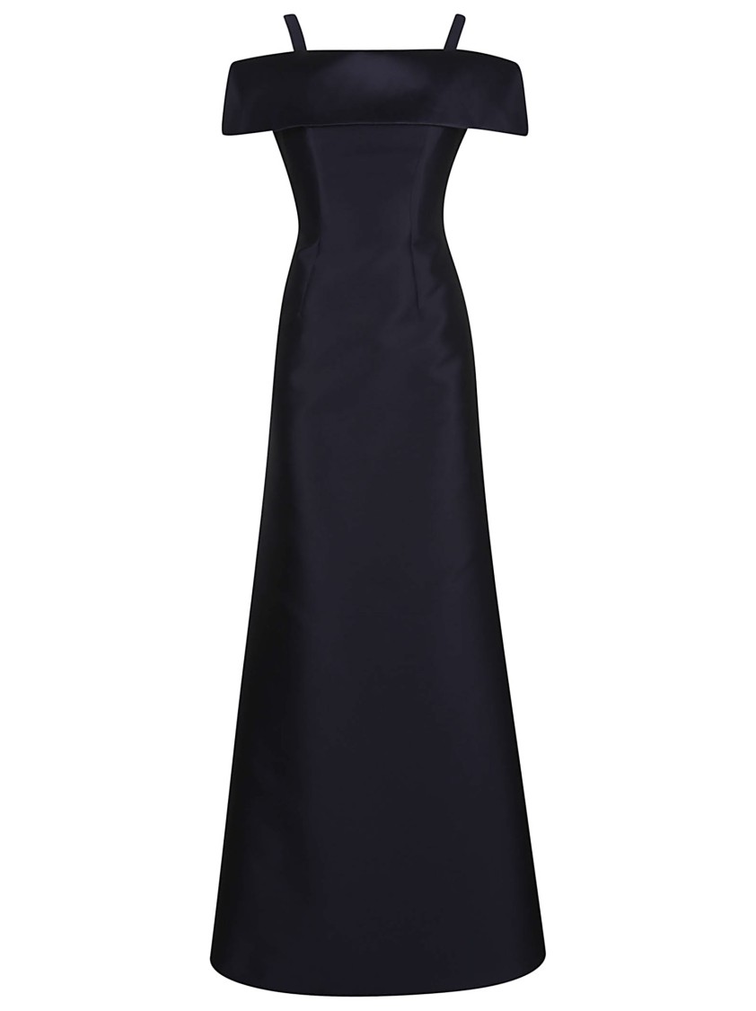 Alberta Ferretti Floor-length Silk Mikado Maxi Dress With Ruffle Hem