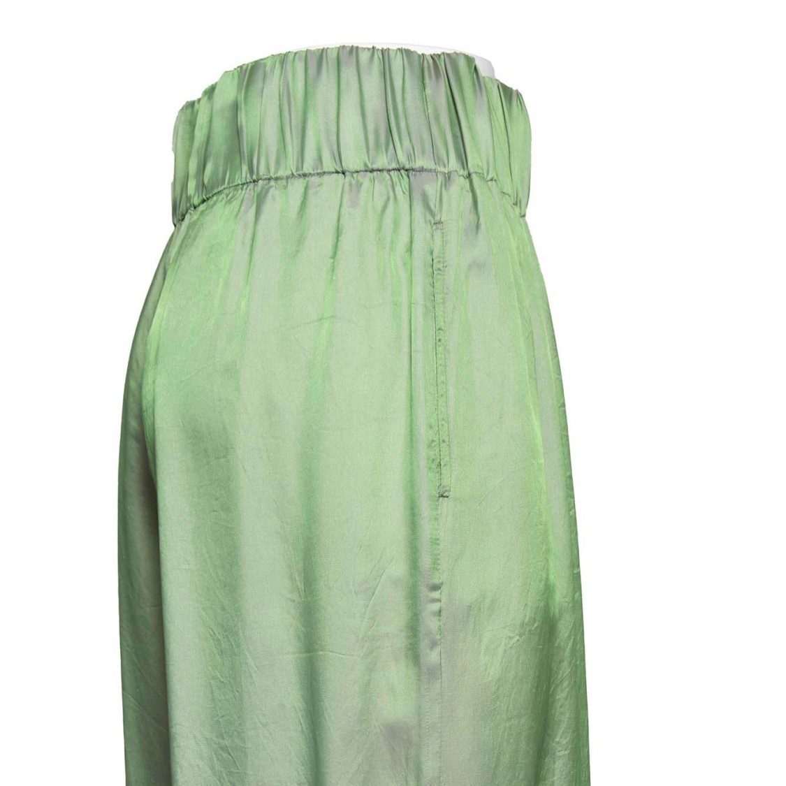 ASPESI ASPESI WIDE LEG TROUSERS IN GREEN VISCOSE AND SILK TWILL