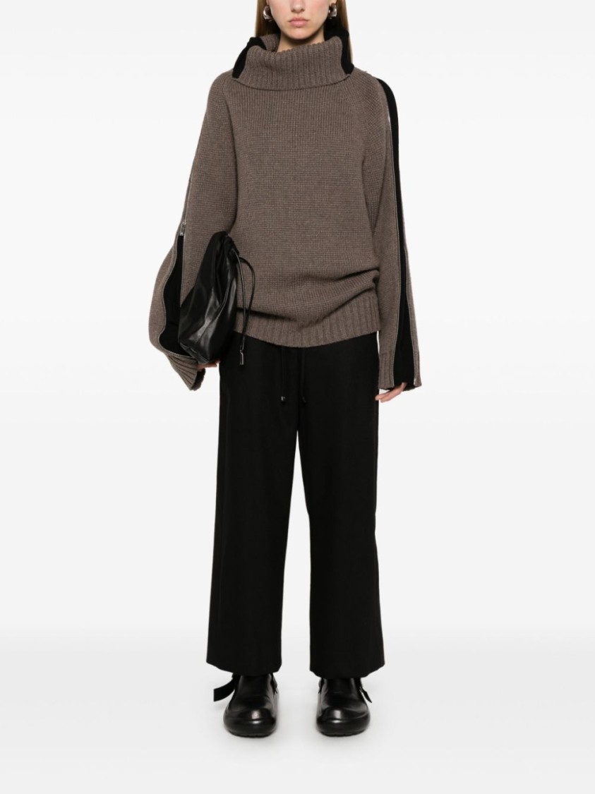 Max Mara Relaxed Wide-leg Trousers With Elastic Waistband In Black