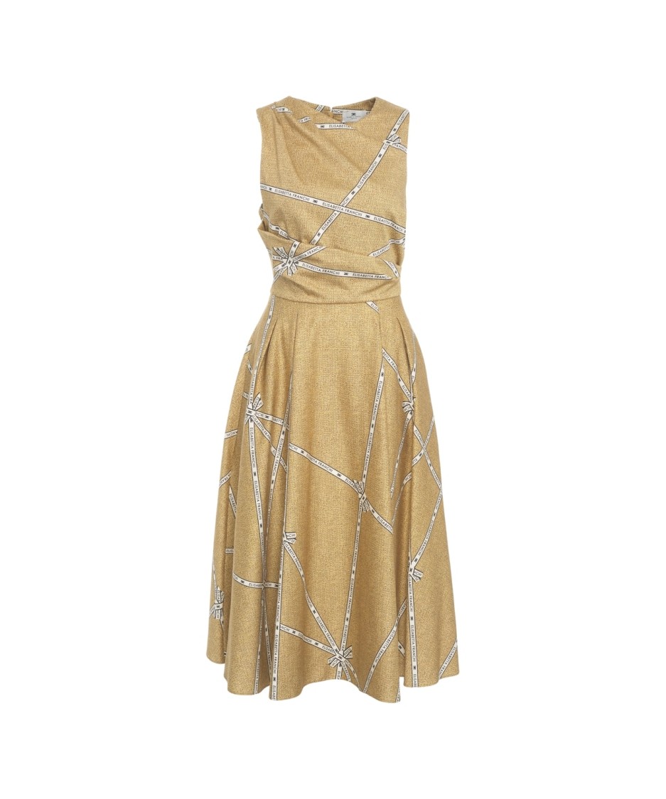 ELISABETTA FRANCHI ELISABETTA FRANCHI DRAPED CALF-LENGTH MIDI DRESS WITH ALL-OVER PRINT