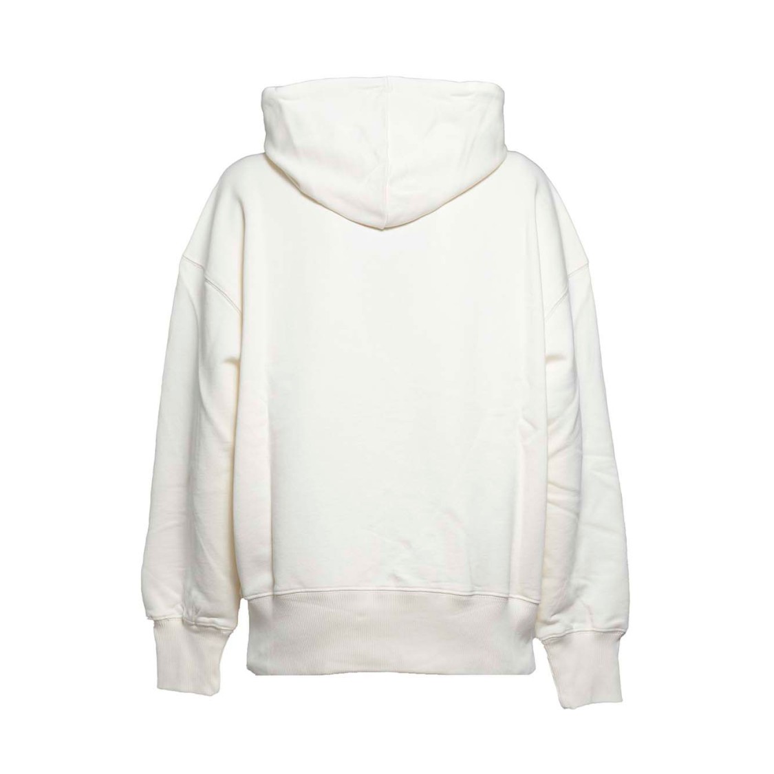 Msgm Cream Cotton Hoodie With Green Brush Print