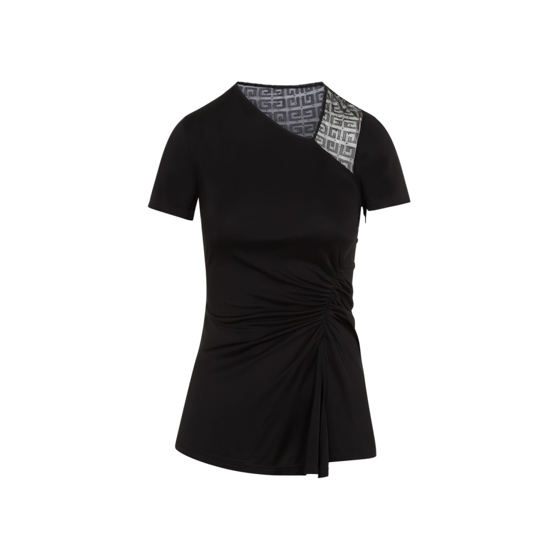 Givenchy Asymmetric V-neck Shirt With Gathered Detailing