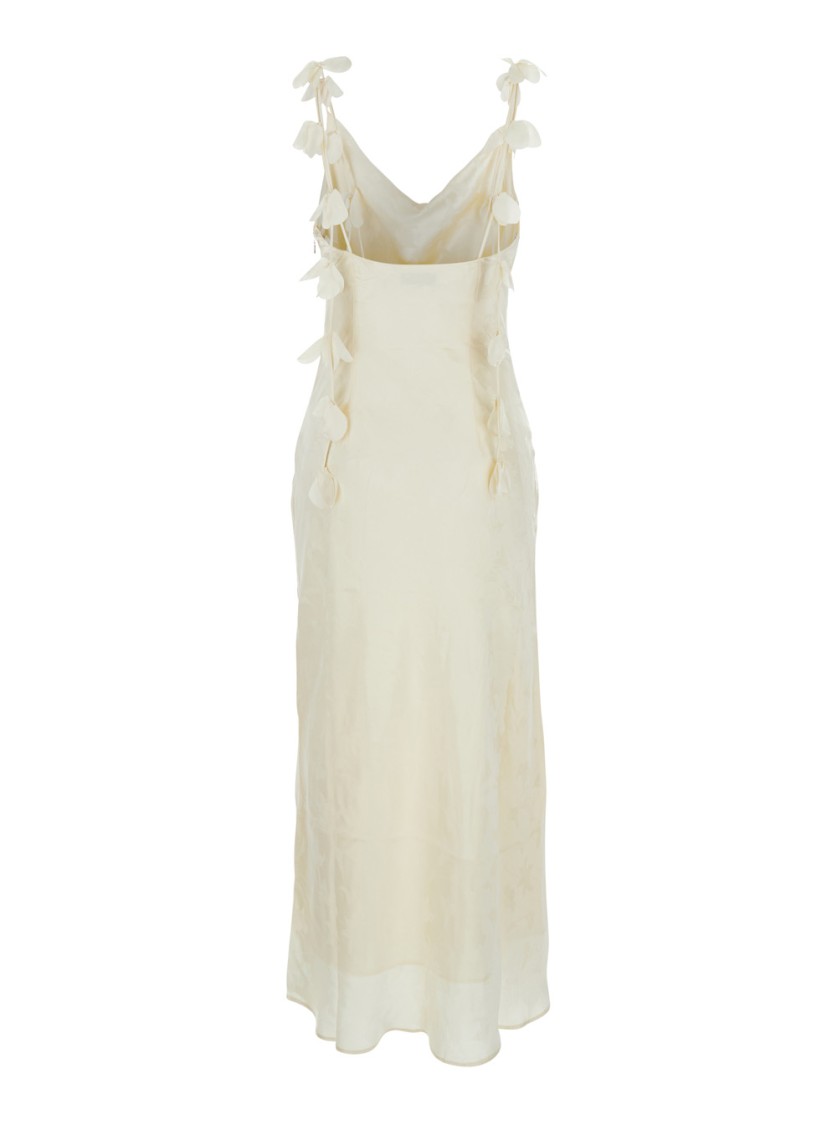 ROTATE BIRGER CHRISTENSEN ROTATE WHITE DRESS WITH DRAPED NECKLINE