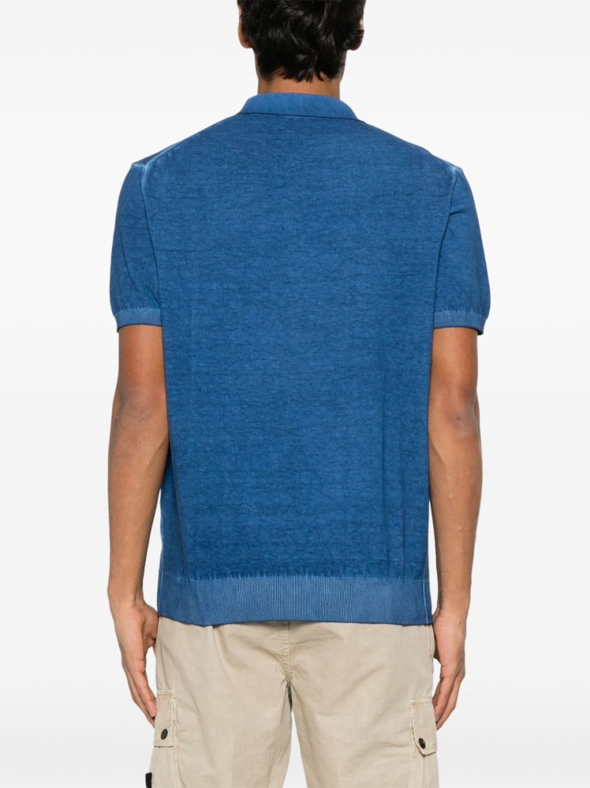 PEUTEREY PEUTEREY SKY BLUE COTTON POLO WITH BUTTON PLACKET