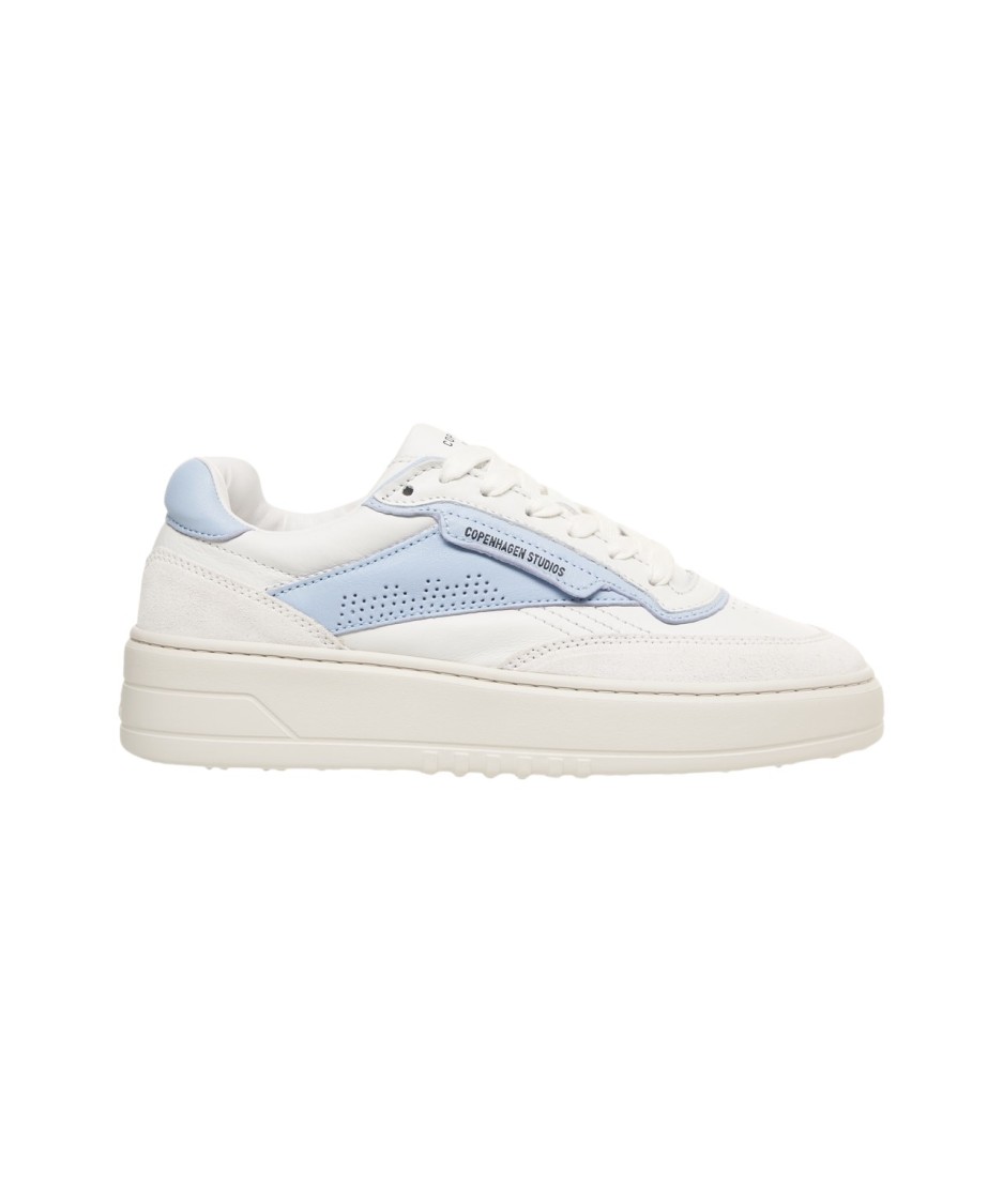 Copenhagen Leather White Sneakers With Unique Top Stitching
