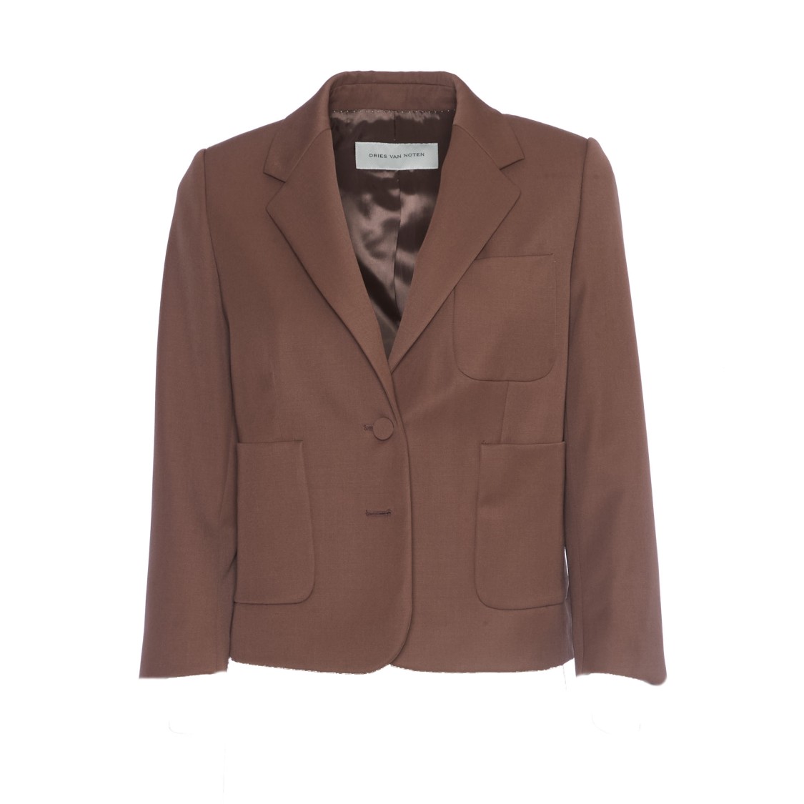 Dries Van Noten Oversized Cropped Blazer In Brown