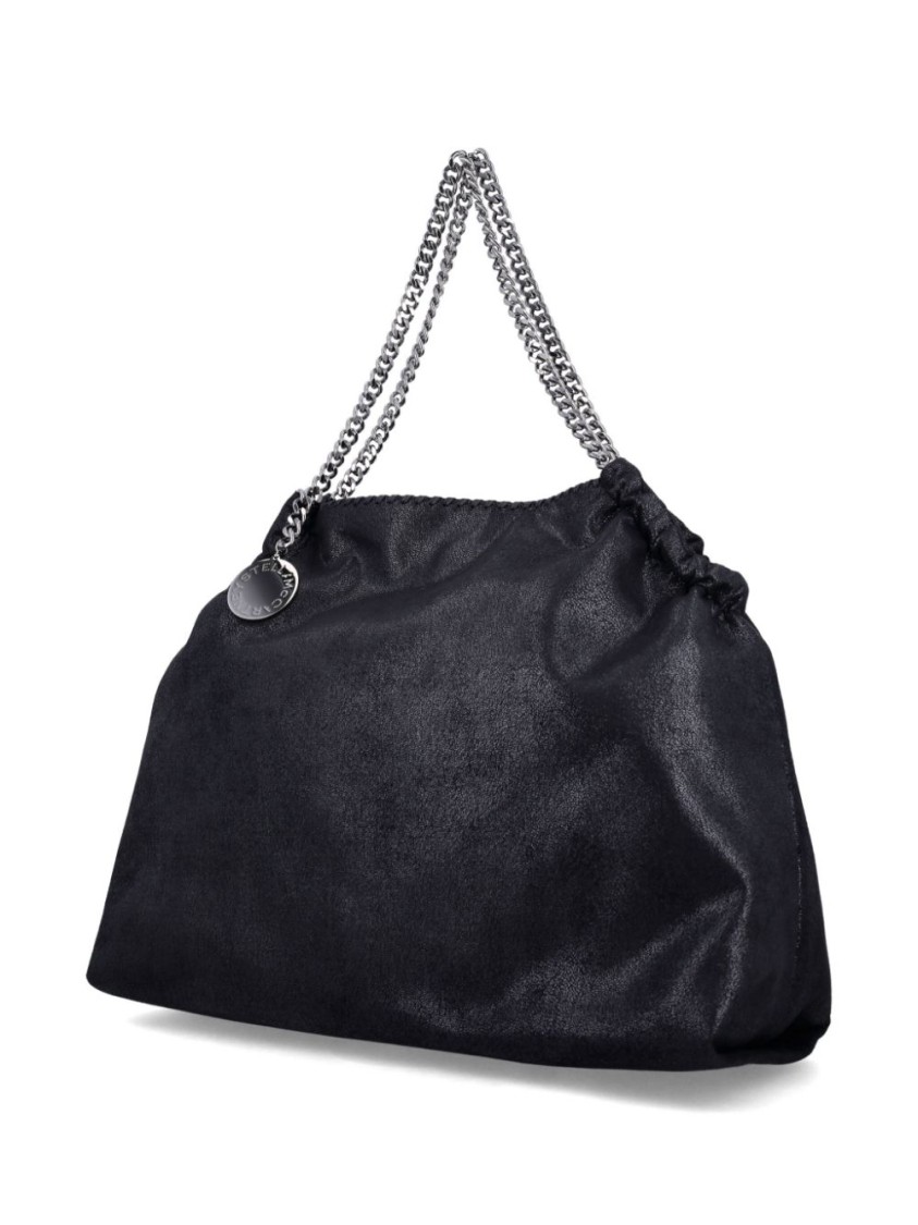 Stella Mccartney Soft Textured Black Bag With Elegant Chain Strap In Black