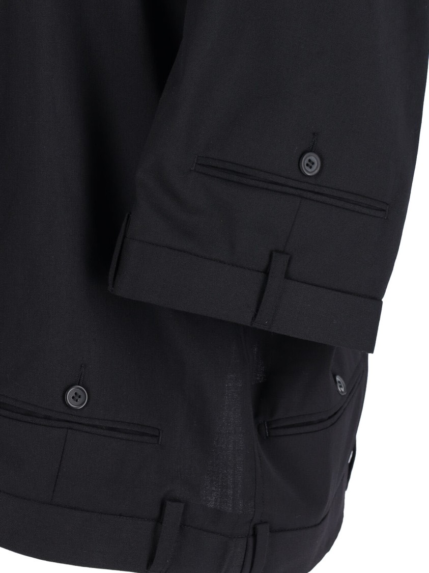 Hodakova Upside Down Pattern Stretch Wool Blend Jacket In Black