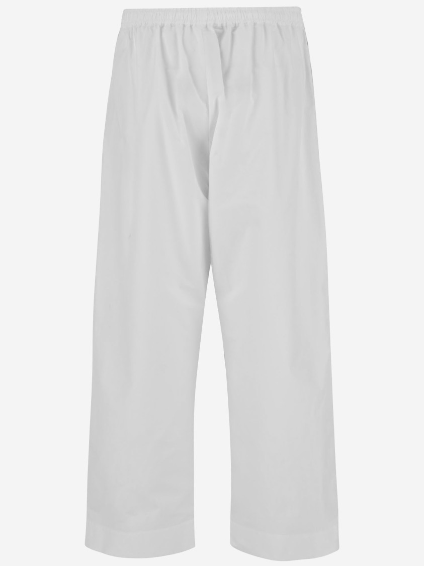 Shop Carven Wide Leg Cotton Pants With Elasticized Waistband In White