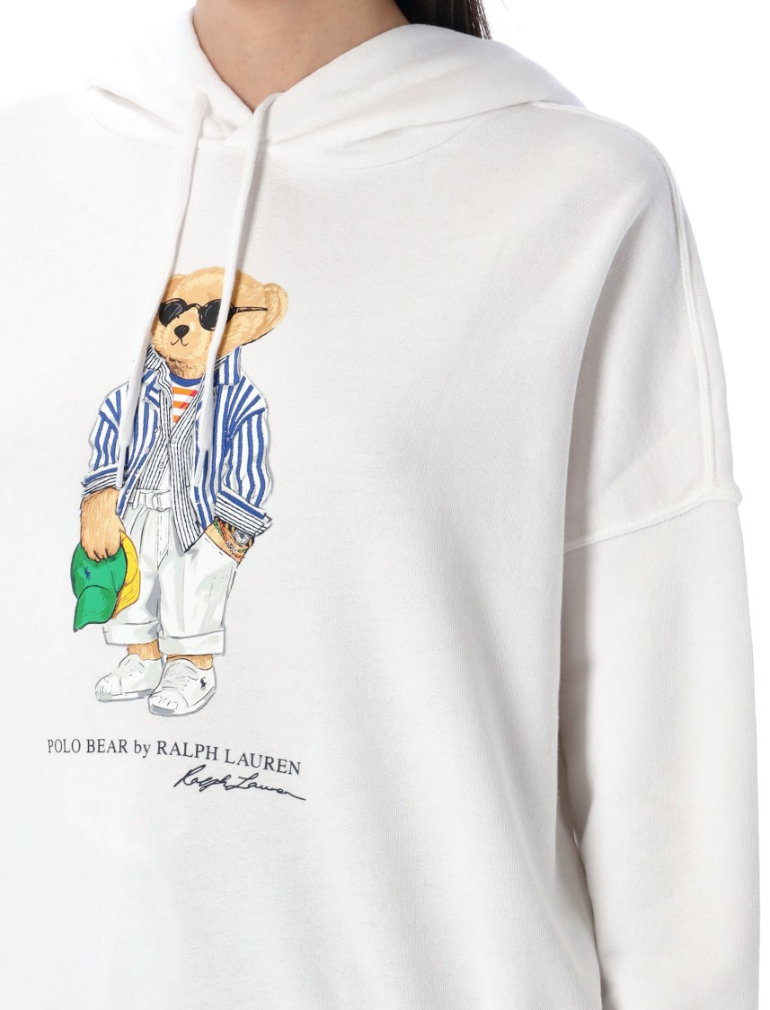 Polo Ralph Lauren Polo Bear Fleece Hoodie With Signature Detailing And Drawstring Hood In Gray