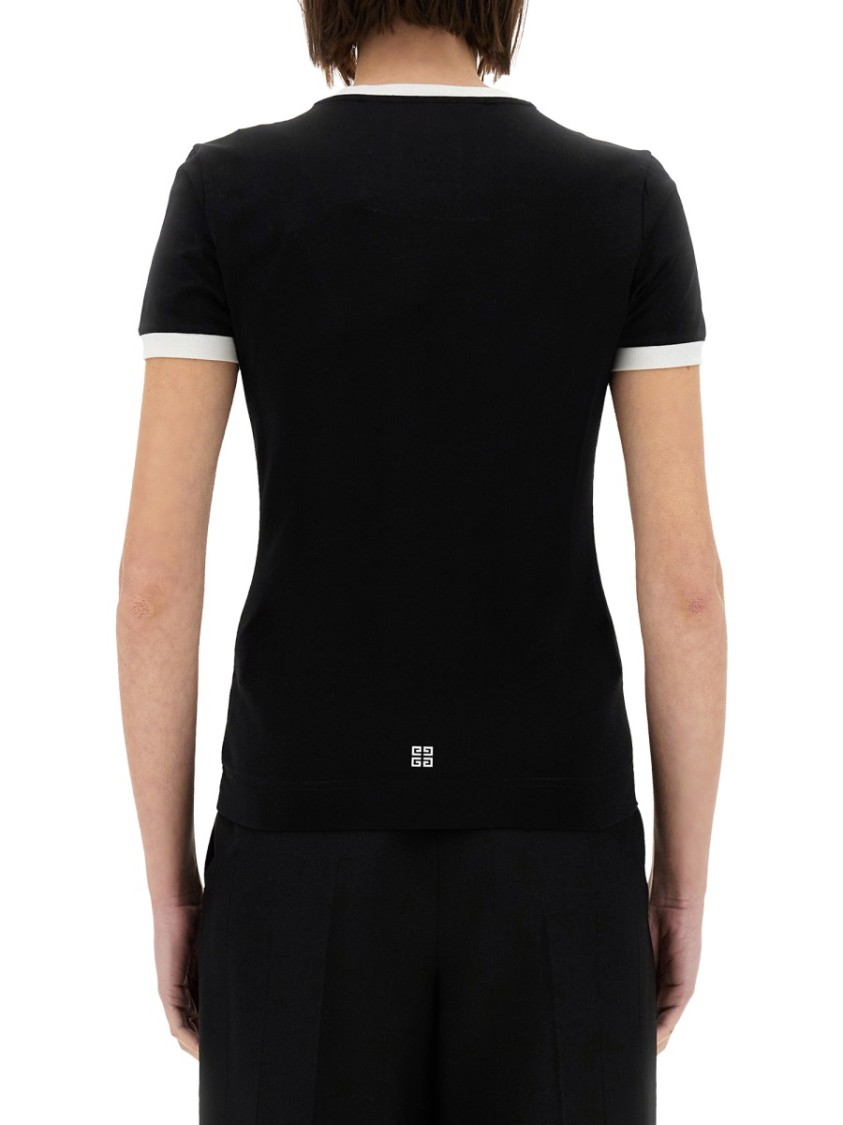 Givenchy Black Crewneck T-shirt With Logo Lettering On The Front And 4g Logo On The Rear In Cotton S
