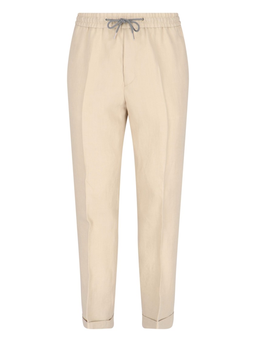 Paul Smith Straight Trousers With Elastic Waistband And Cuffed Hem