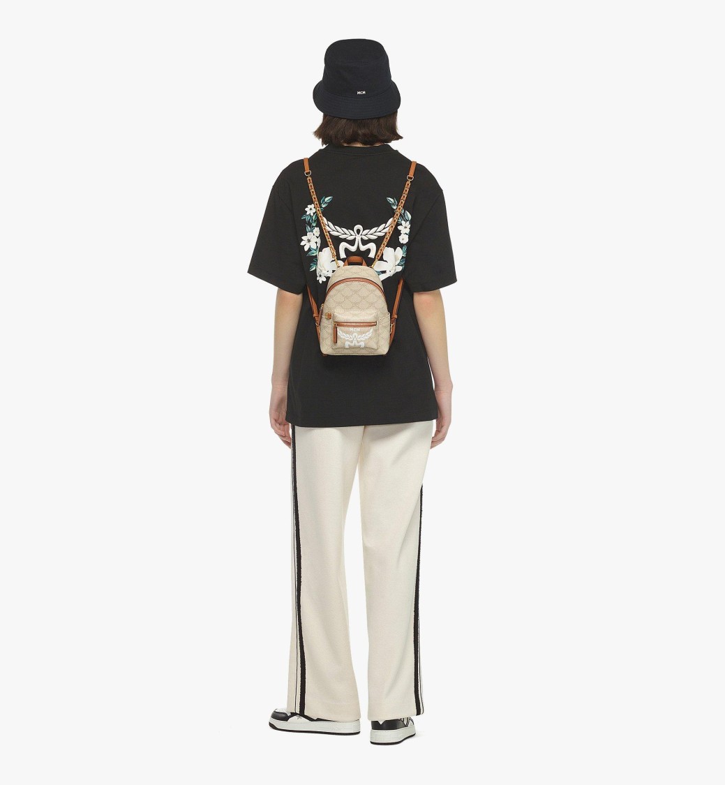 Mcm Compact Lauretos Monogram Backpack In Neutral