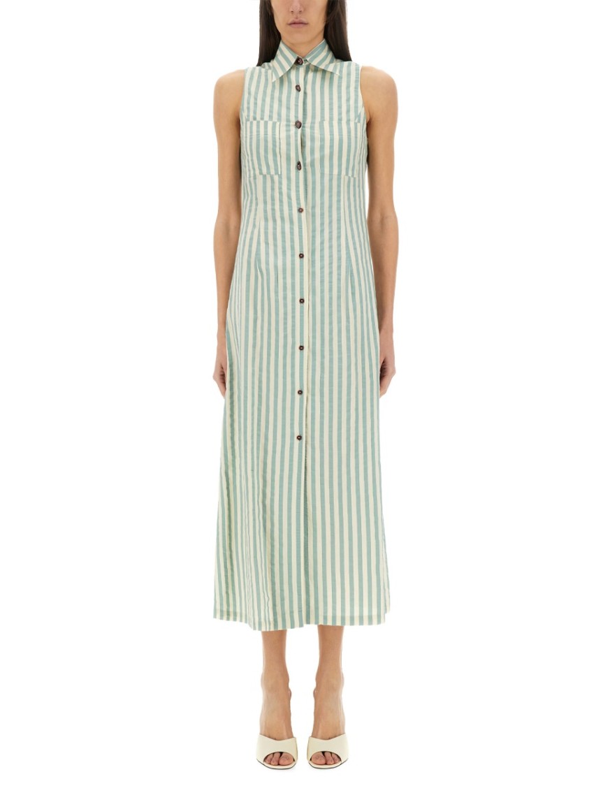 Alysi Striped-pattern Sleeveless Midi Dress In Green